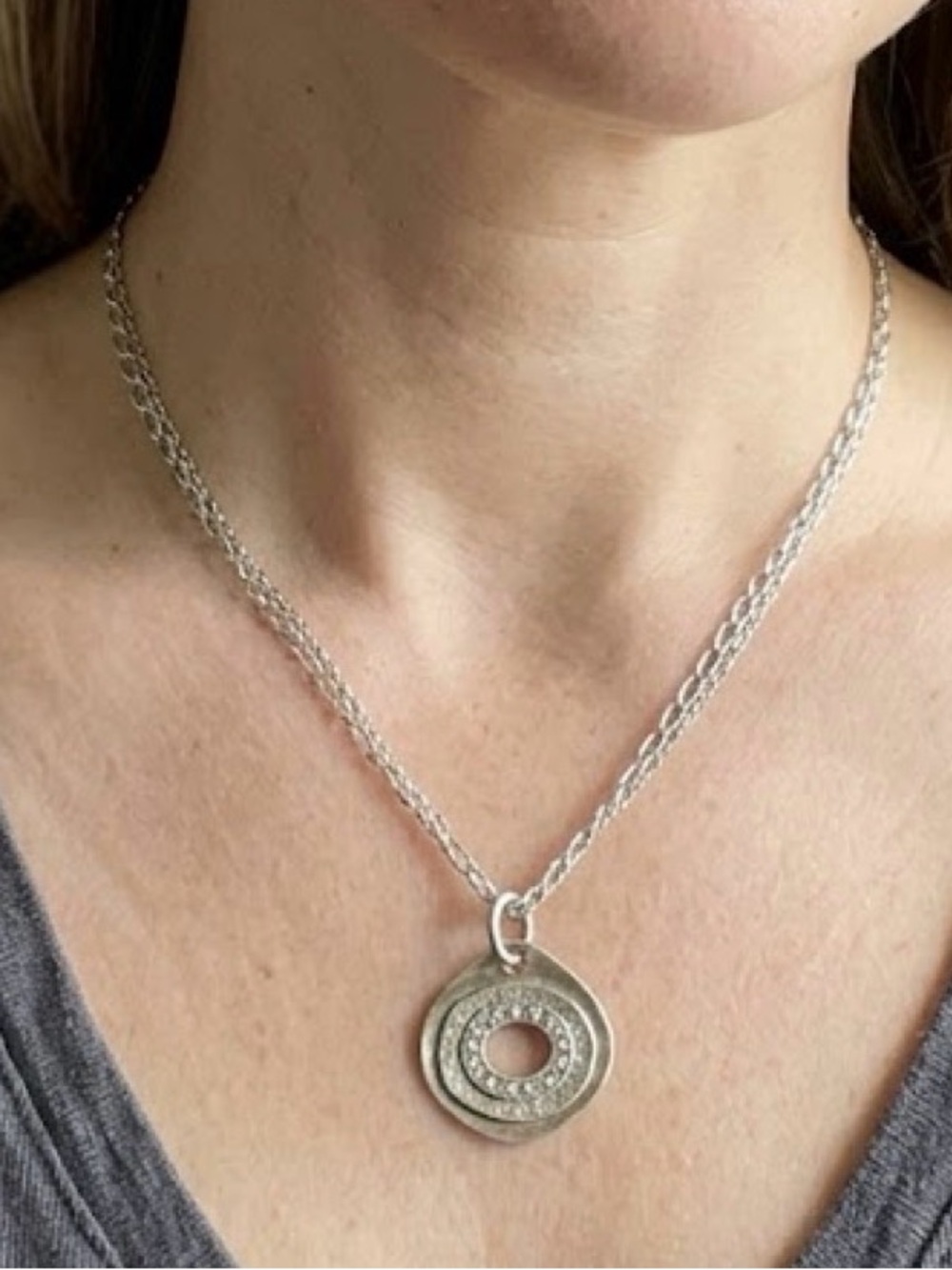 Silpada N2147 Retired Anemone Sterling Silver & CZ Pendant Necklace